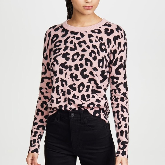 NWT White + Warren Cashmere Sweater Leopard - Picture 5 of 16